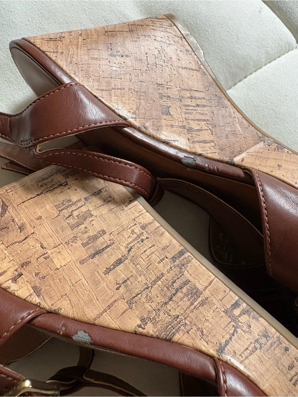 Franco Sarto Women's Brown Cork Wedge Sandals - Size 6